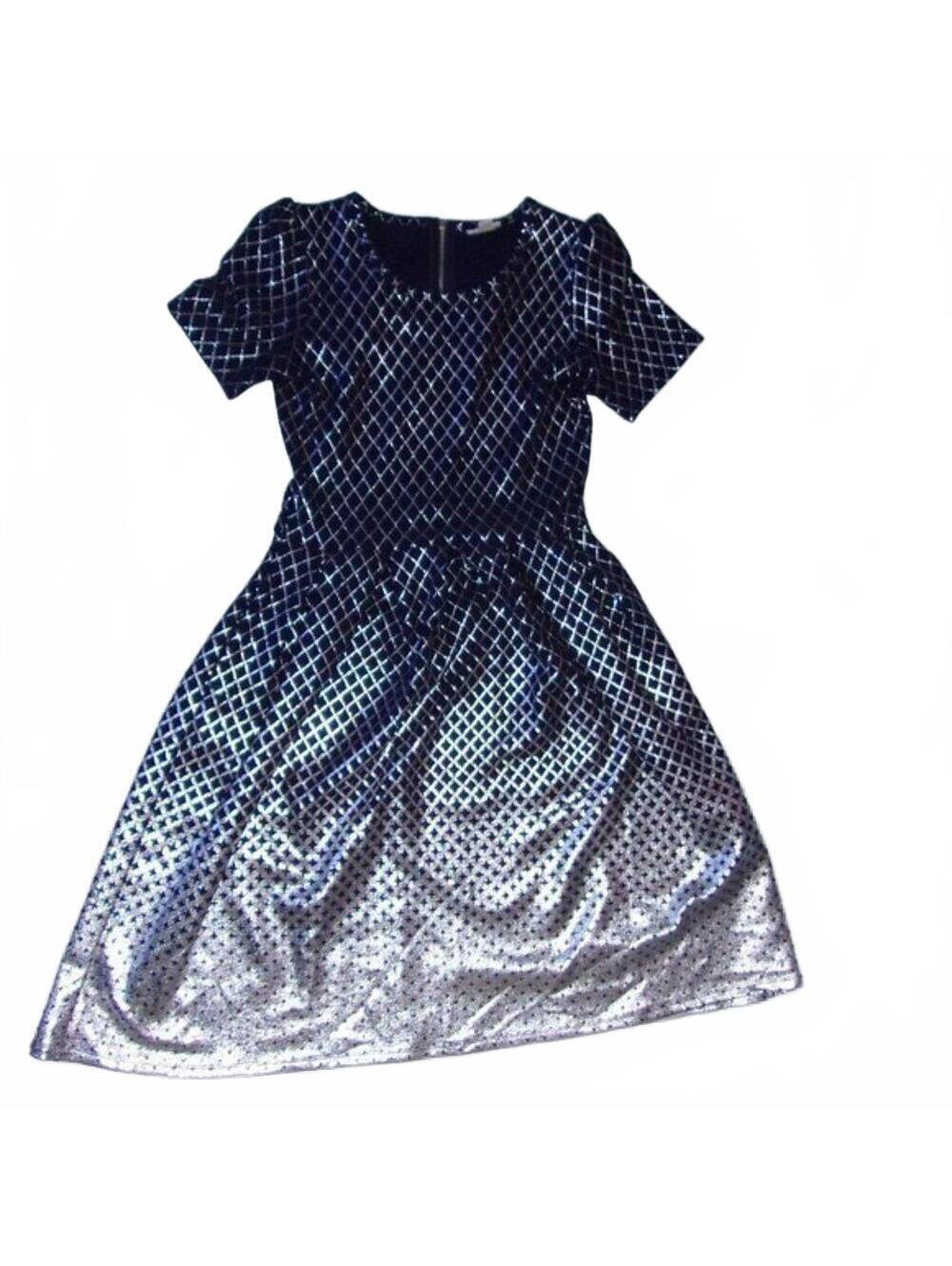 Lularoe womens size small dress fun pretty navy blue silver casual wear